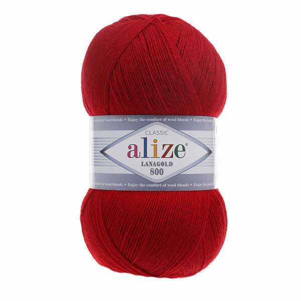 Пряжа ALIZE 'Lanagold 800' 100гр.,730м (49%шерсть, 51%акрил)(56 красный)