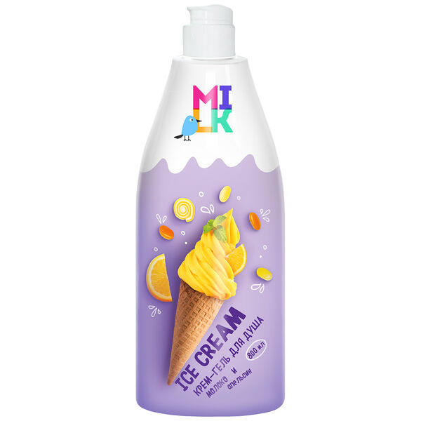 Гель-крем для душа Milk Ice Cream молоко и апельсин