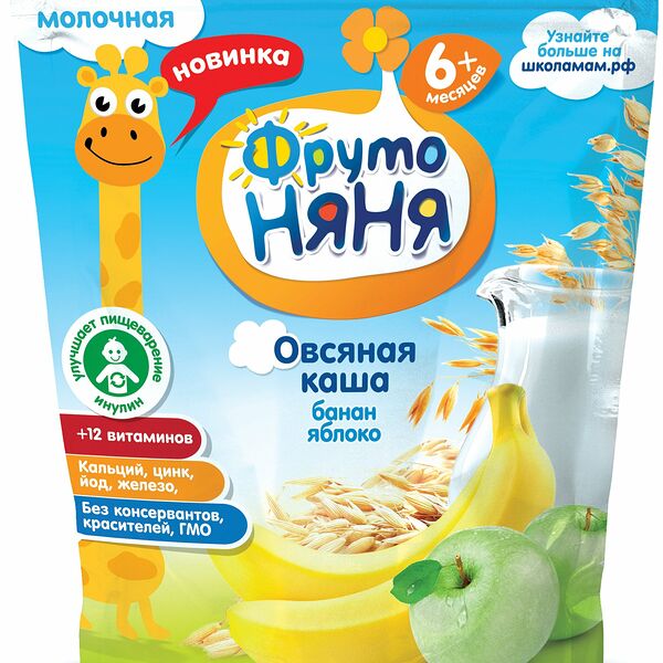Каша овсяная молочная ФрутоНяня с 6 месяцев яблоко-банан