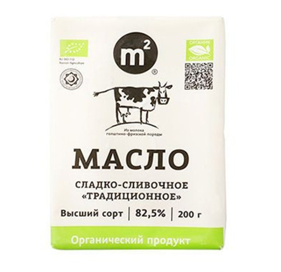 

Масло сладкосливочное «Традиционное» 82,5%, «Ферма m2», 200 г, Россия, БЗМЖ