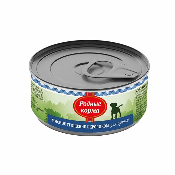 РОДНЫЕ КОРМА для щенков консервы 100г Мясное угощение Кролик