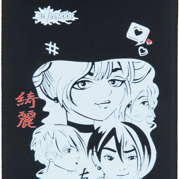 Бейдж Attache 104x63мм вертикальный  Аниме из экокожи, черный EK-3V-1P