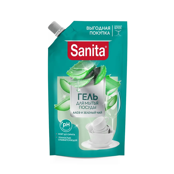 Гель для мытья посуды Sanita Алоэ и зеленый чай 900 г