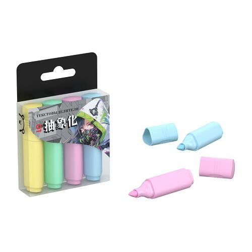 Текстовыделители Рельеф-центр мини Meshu Аниме ММ трехгранные 4 цвета