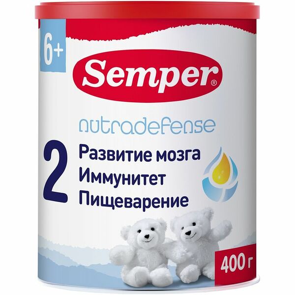 Молочная смесь сухая Semper Nutradefense Baby 2, с 6 месяцев 400 г