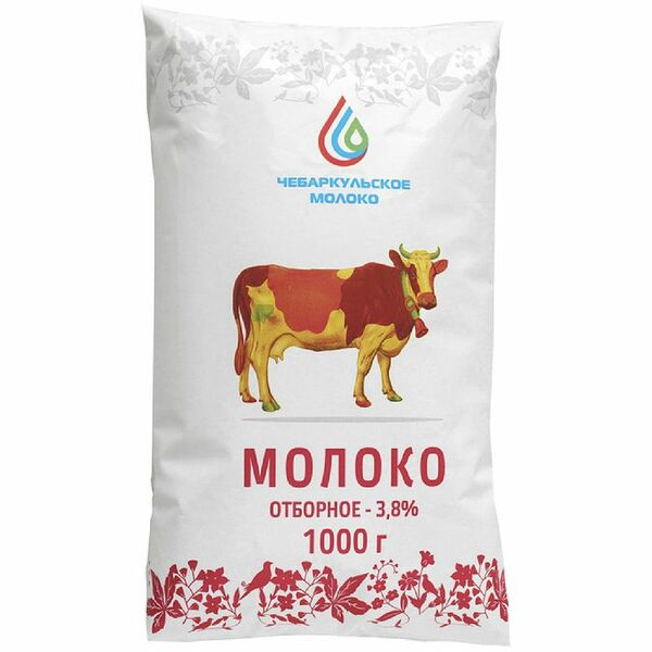Молоко пастеризованное Чебаркульское молоко Отборное 3.8%, без змж 1000 г