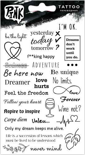 Наклейки-тату P.ink переводная Надписи 11х20 см