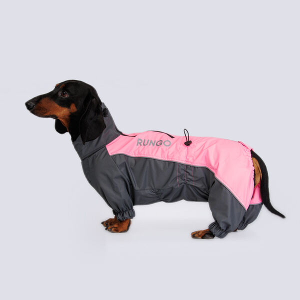Дождевик для средней таксы, длина спины 38 см, розовый (девочка)