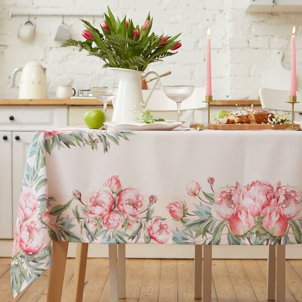 Скатерть Доляна Рeonies flowers, 145х180 см, габардин