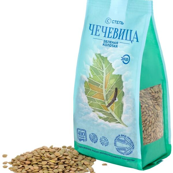 Чечевица Степь Зеленая колотая 400г