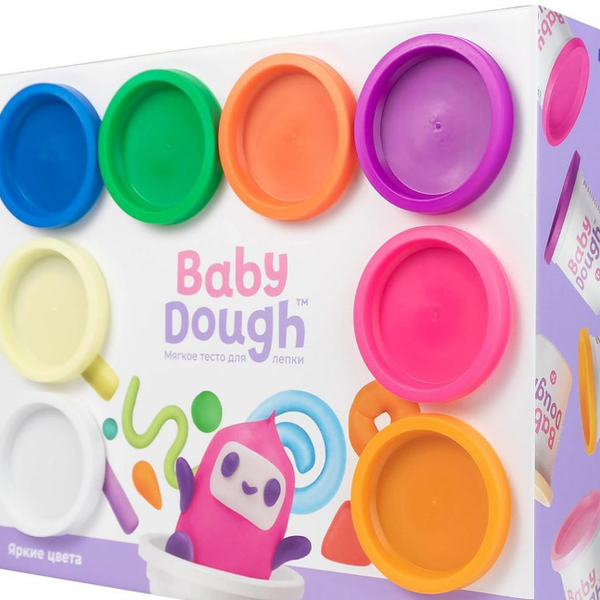 Тесто для лепки BabyDough набор 8 цветов яркие BD020