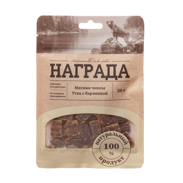 Лакомство для собак Награда мясные чипсы утка с бараниной 