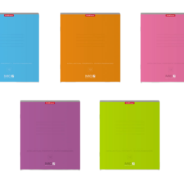 Тетрадь школьная ErichKrause MC-7 на скобе в клетку А5,12л,1шт в ассортименте