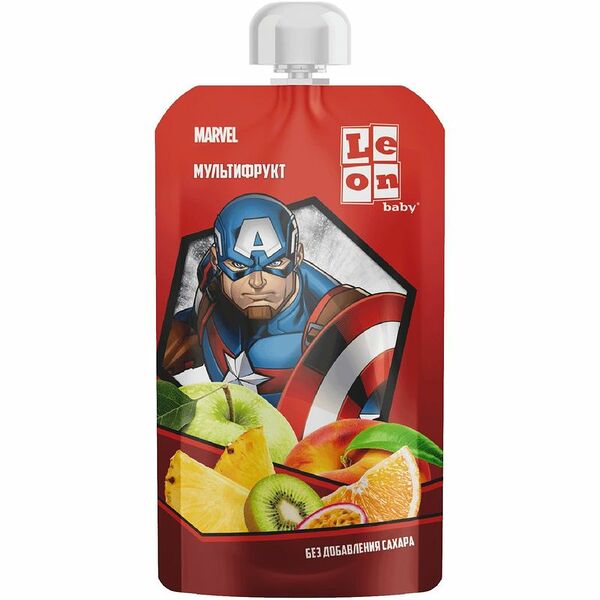 Пюре Leon Baby мультифруктовое смесь фруктов с 8 месяцев