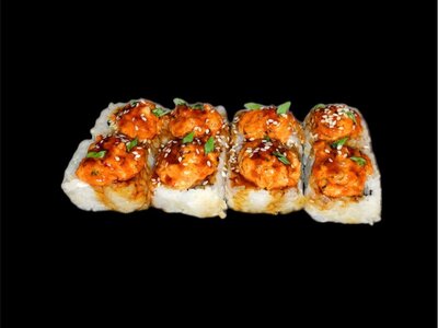 Запеченный с мидиями и зеленым луком