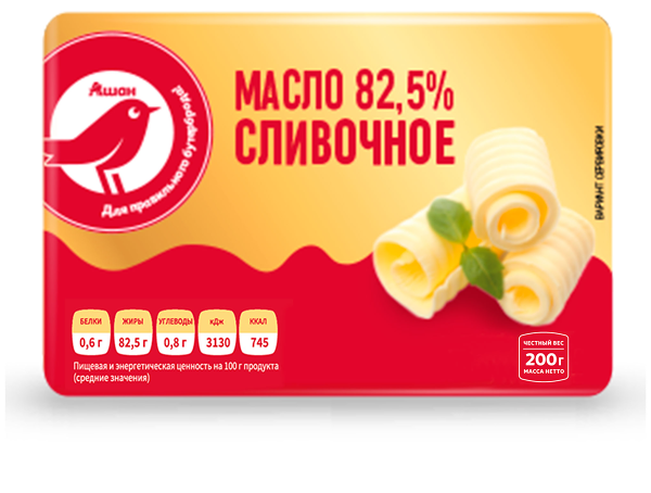 Масло сливочное АШАН Красная птица 82,5%