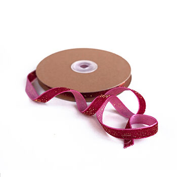 Лента бархатная с глиттером Paperie в катушке Berry Glitter&Velvet (длина 10м ширина 10мм)