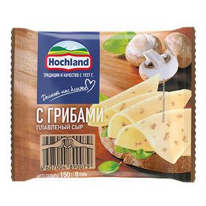 Сыр плавленый Hochland с грибами 45%, ломтики, 150 г