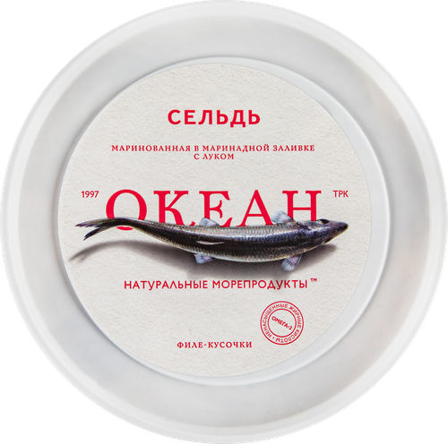 

Сельдь Океан филе-кусочки в маринадной заливке с луком 500 г
