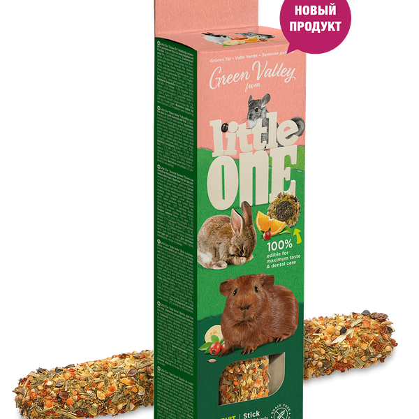 Лакомство для грызунов Little One Зеленая долина палочка беззерновая с фруктами 180 г