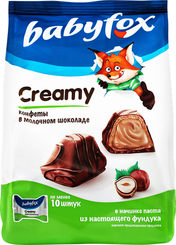 

Конфеты Babyfox Creamy вафельные в молочном шоколаде с молочно-ореховой начинкой 100 г