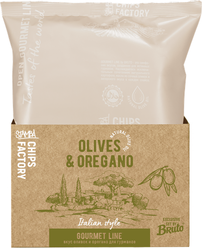 

Чипсы Bruto Gourmet Line Оливки, орегано 80 г