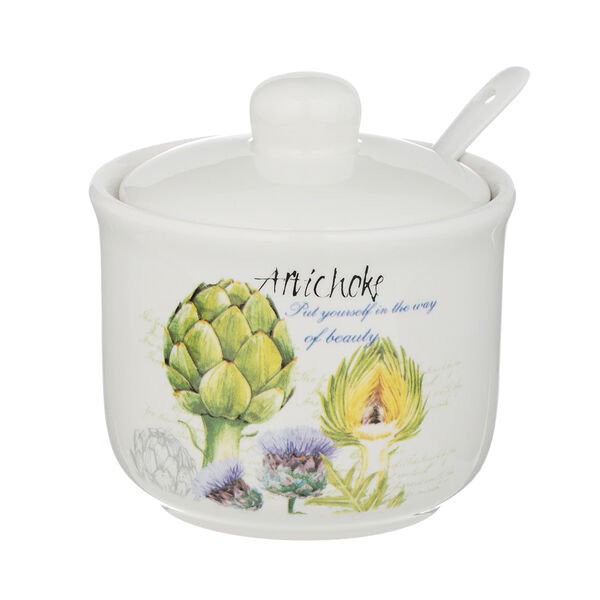 Millimi артишоки солонка с ложкой, 260мл, 9,5х9,5 см, керамика