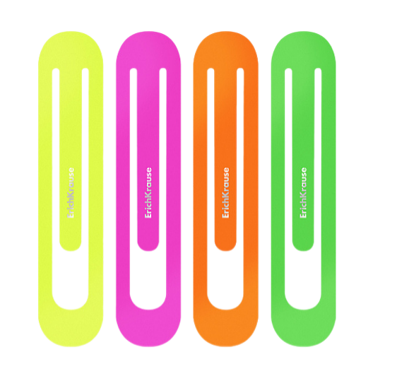 Набор пластиковых закладок ErichKrause Matt Neon овальные 4 шт в ассортименте