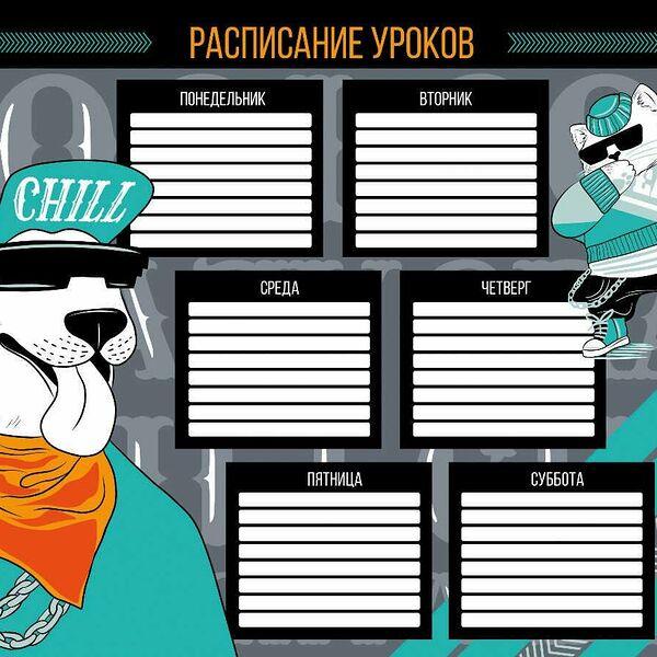 Расписание уроков ХИП-ХОП ПАТИ 210x297мм,мелован.картон 235г  63552/К