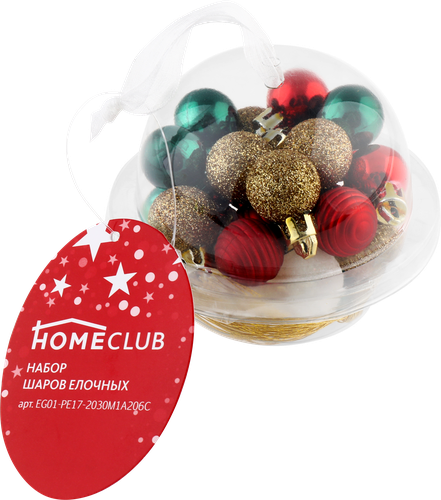 

Набор елочных шаров Homeclub пластик d 2 см 30 шт.