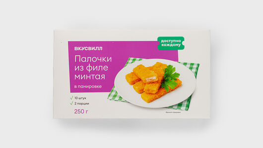 Палочки из филе минтая в панировке зам., 250 г Продукт замороженный 