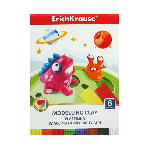 Пластилин Erich Krause Классический со стеком 8 цветов, 120г