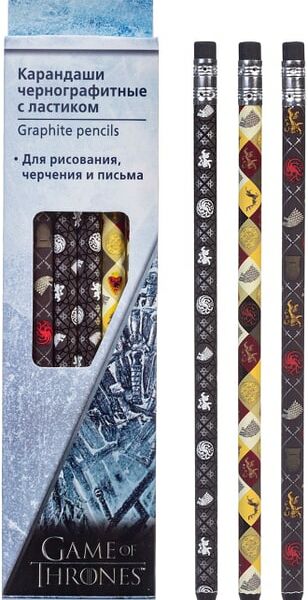 Набор карандашей Hatber Игра престолов с ластиком чернографитные HB 6шт
