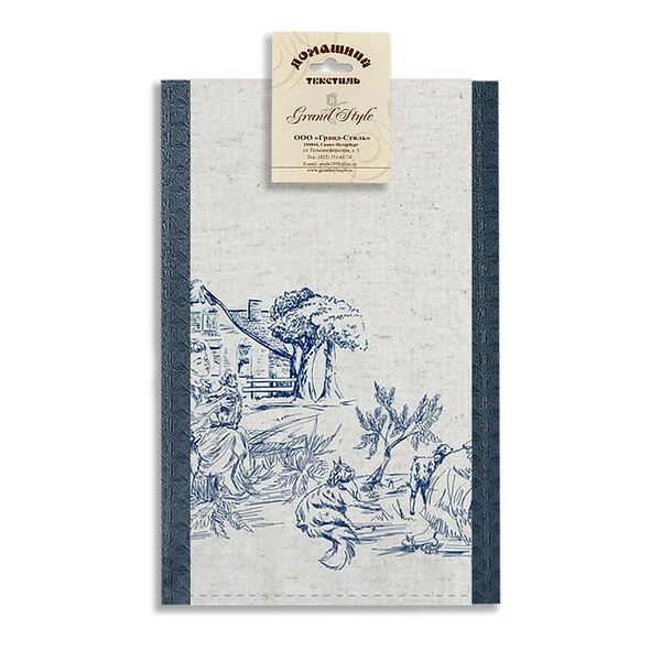 Набор кухонных полотенец Старинная история, 2 шт, 39х60 см, полулён, вафля, шелкография