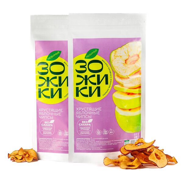 Чипсы яблочные Любимые Зожики хрустящие 50 г