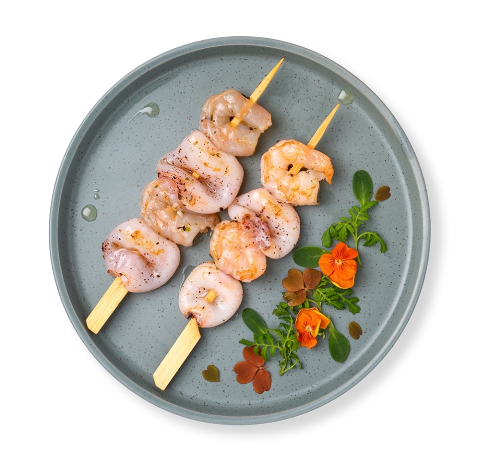 

Шашлычки Азбука вкуса из кальмара и белоногих креветок, 200 г