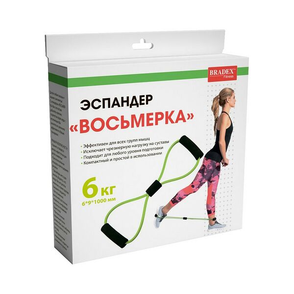 Эспандер ВОСЬМЕРКА Bradex SF 0237, 6*9*1000 мм, салатовый