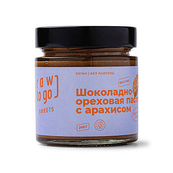 Паста шоколадно-ореховая с арахисом Raw to go 200г, Россия