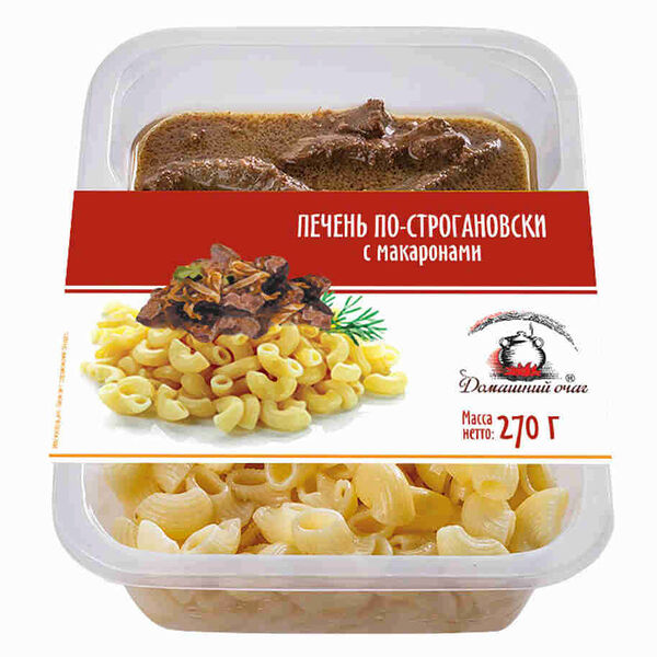 Печень Домашний очаг по-строгановски с макаронами