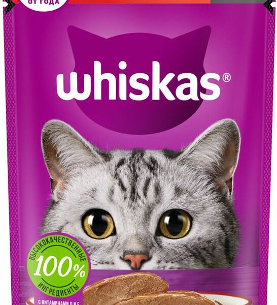 Корм влажный Whiskas Паштет для кошек от 1 года Говядина и печень