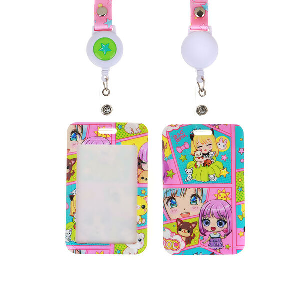 Кавай чехол для карты, бейджа, пропуска, 11x7см, жесткий пвх, на шнурке