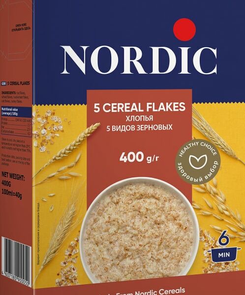 Хлопья Nordic 5 видов зерновых 400г