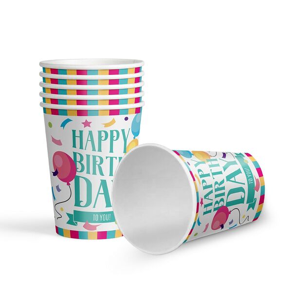 Набор бумажных одноразовых стаканов Веселая вечеринка, 6 шт, 200 мл