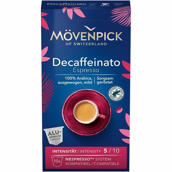 Кофе в капсулах Movenpick Decaffeinato Espresso натуральный жареный молотый, 10х5.7г