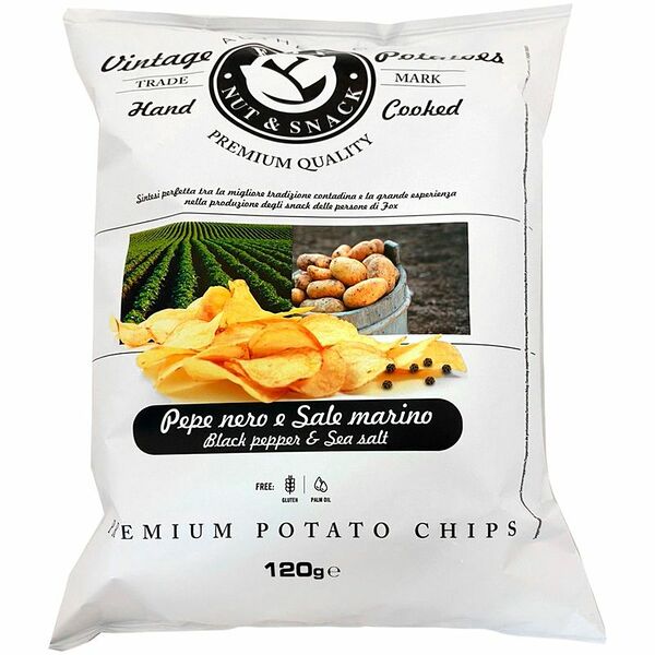 Чипсы картофельные Fox с черным перецем и морской солью Bar italia srl, 120 г 