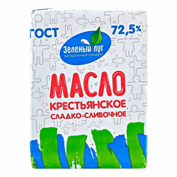 Масло сладко-сливочное Зеленый луг Крестьянское 72.5%, 150 г