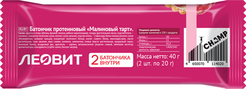 

Батончик Леовит Champ! Snack Малиновый тарт 40 г