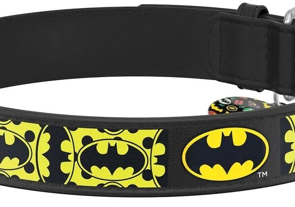 Ошейник Collar WAUDOG Бэтмен4 кожа с QR паспортом черный для собак 37-48х2.5 см
