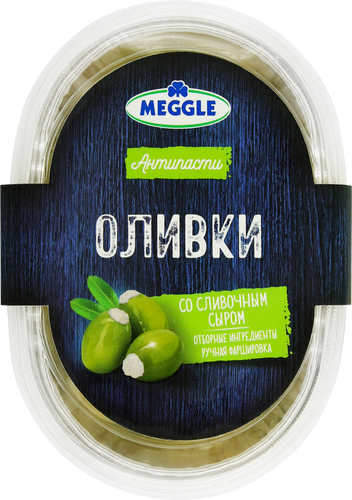 

Оливки Meggle со сливочным сыром 210 г