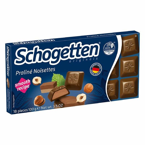 Шоколад Schogetten молочный с ореховой нугой 100 г